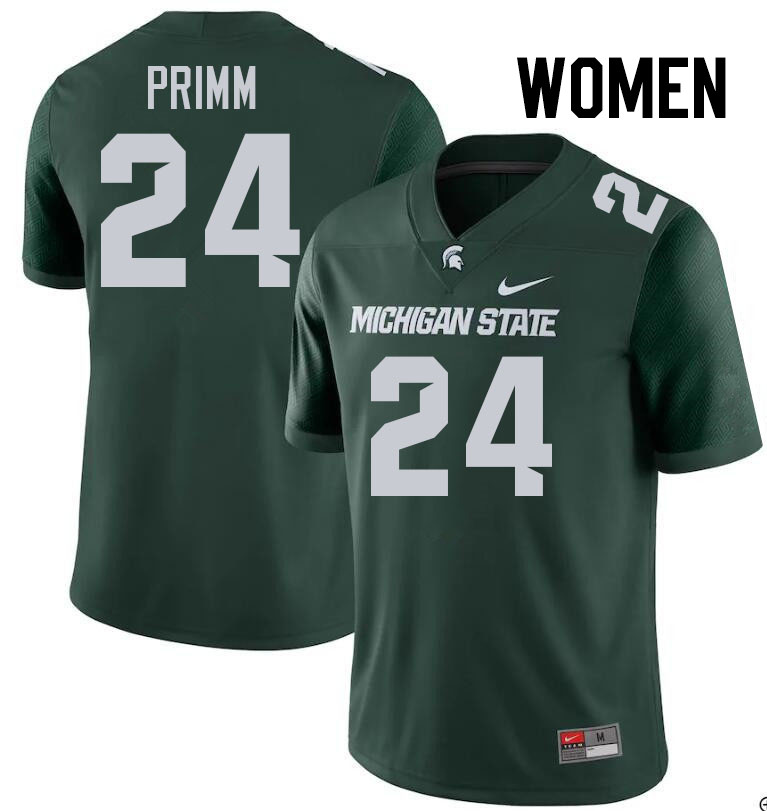 Women #24 Davion Primm Michigan State Spartans College Football Jerseys Stitched-Green